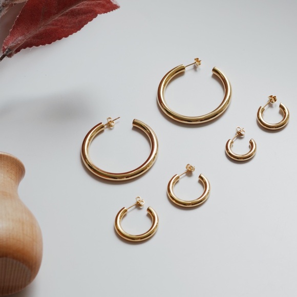 The Ultimate Gold Plated Classic Hoops Earrings - Picture 6 of 12